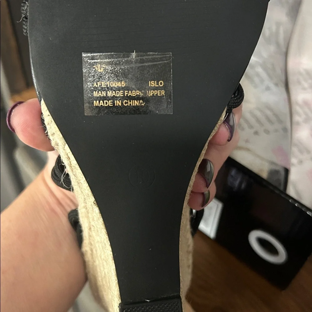 Cape Robbin Black Lace-Up Espadrille Wedge Sandals new in box size 10
